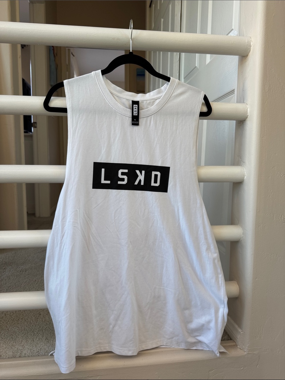 LSKD Men's White Logo Muscle Tank
